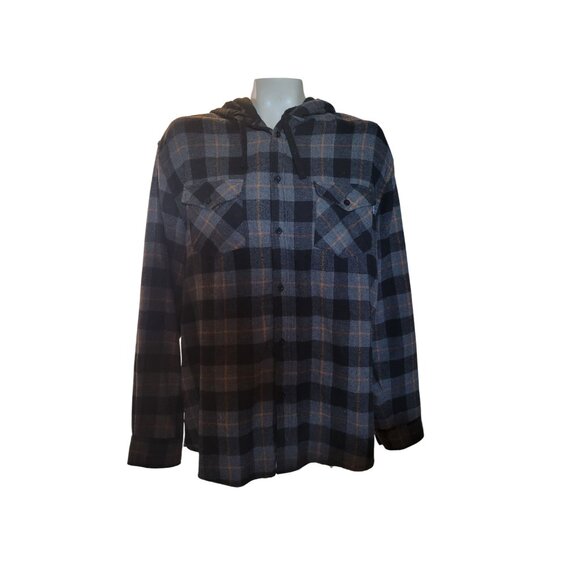 Molokai‎ Surf Co. Hooded Plaid Flannel Button-Up Shirt Jacket XL surfer skater - Picture 1 of 10